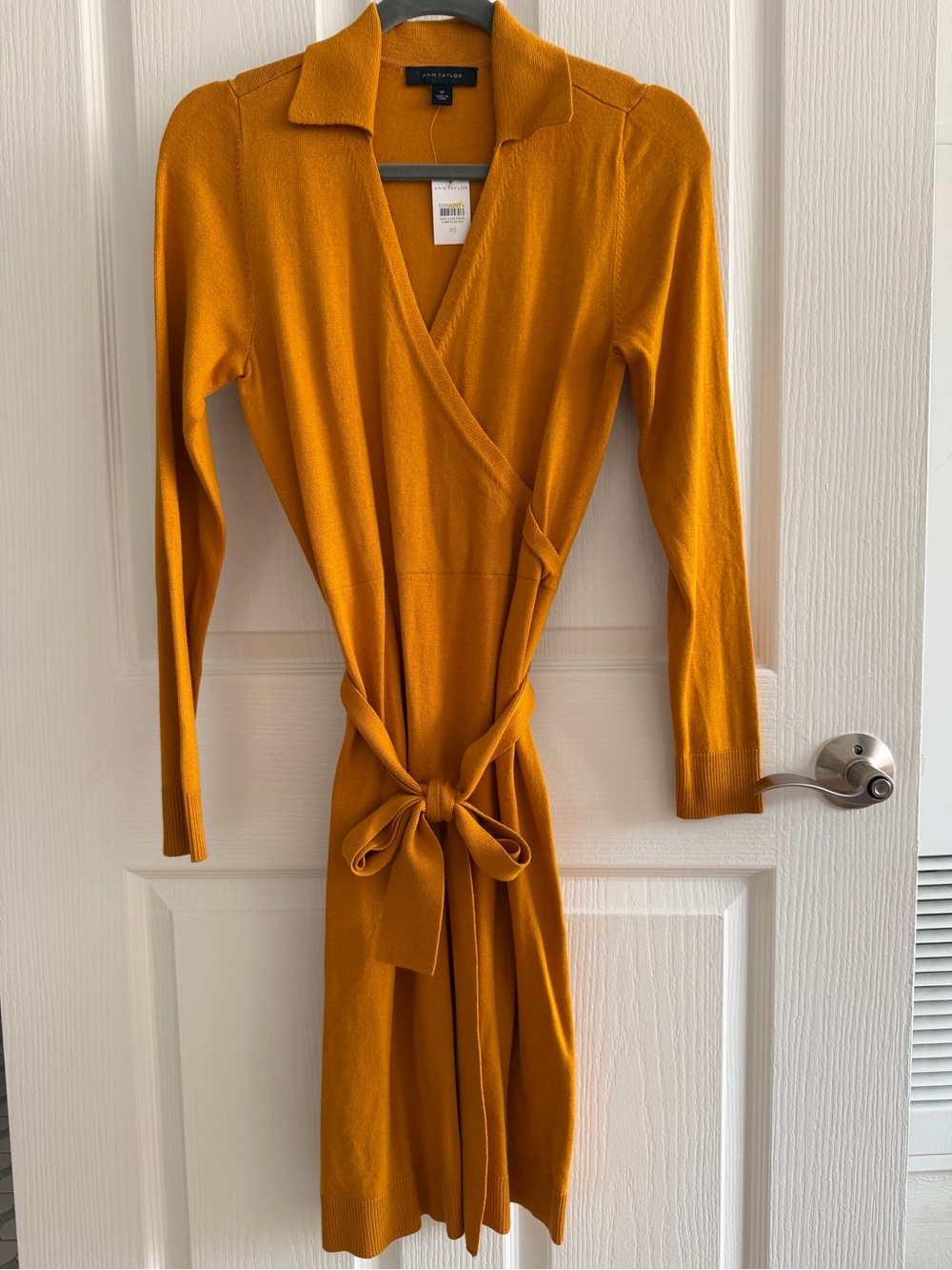 ANN TAYLOR NWT Mustard Wrap Knit Dress Women’s size xs